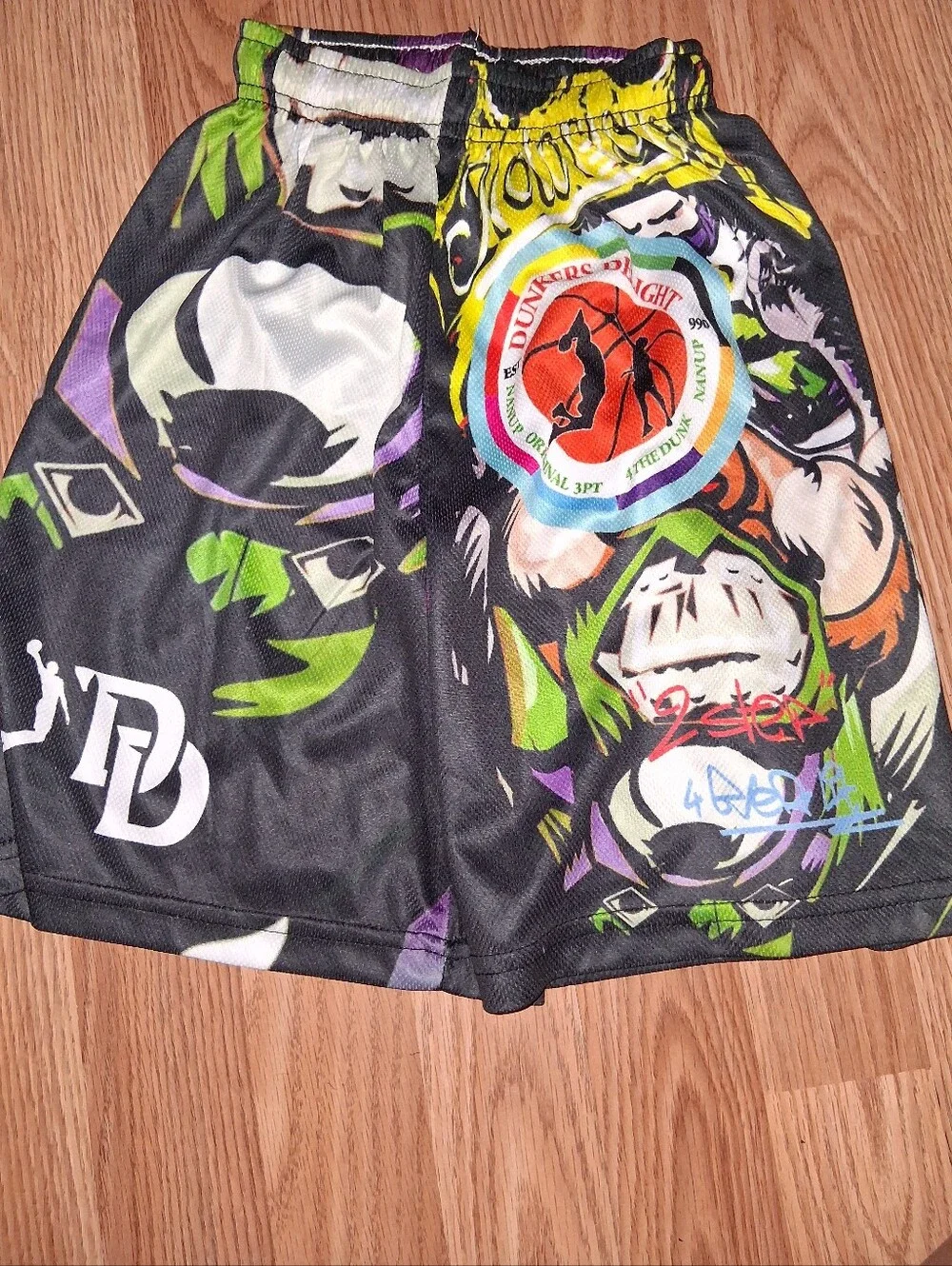 Kids Graphic Athletic Shorts with Multicolor Joker Design